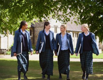 Gresham's GCSE pupils walking through the school grounds